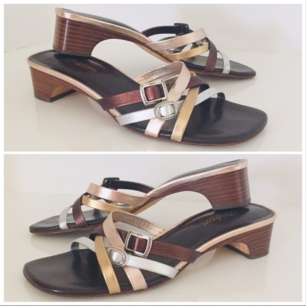Vintage Brighton Nappa Leather Metallic Sandals